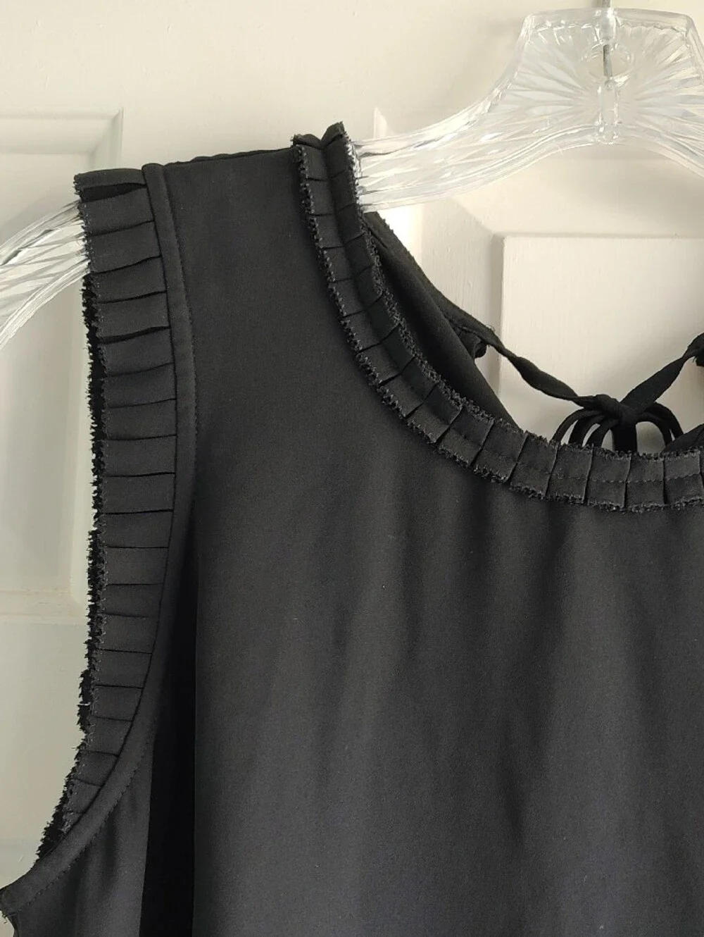 J. Crew Black Sleeveless Ruffled Neck Camisole
